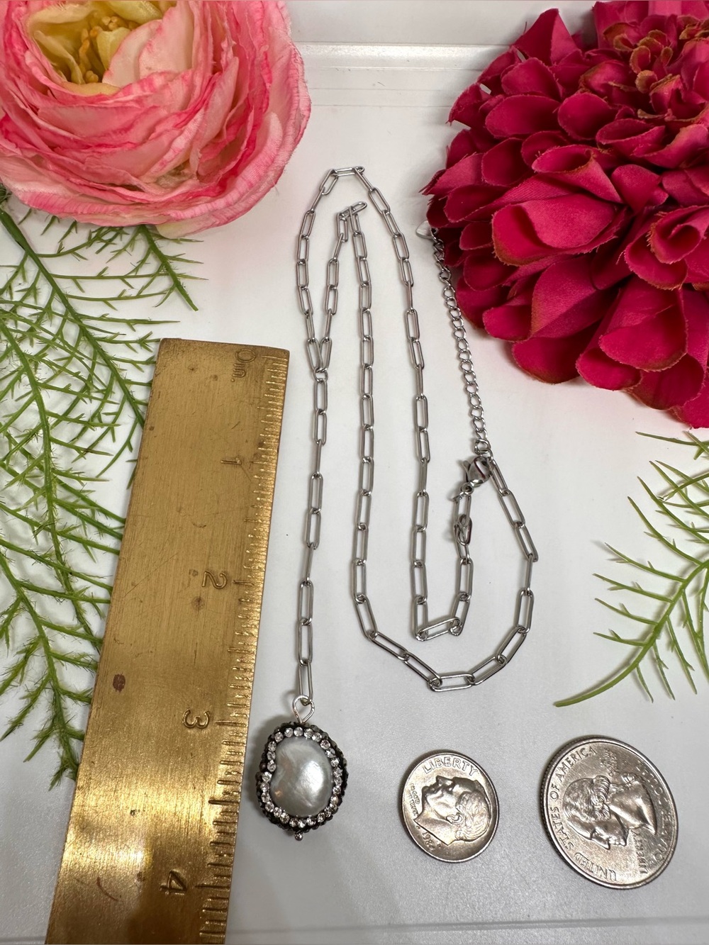 NEW ⚜️ Baroque Pearl Lariat Chain Necklace - Picture 4 of 5